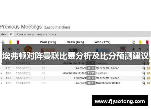 埃弗顿对阵曼联比赛分析及比分预测建议
